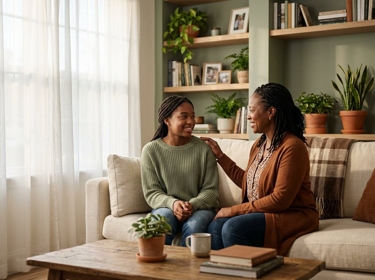 Supportive conversation between a parent and adolescent