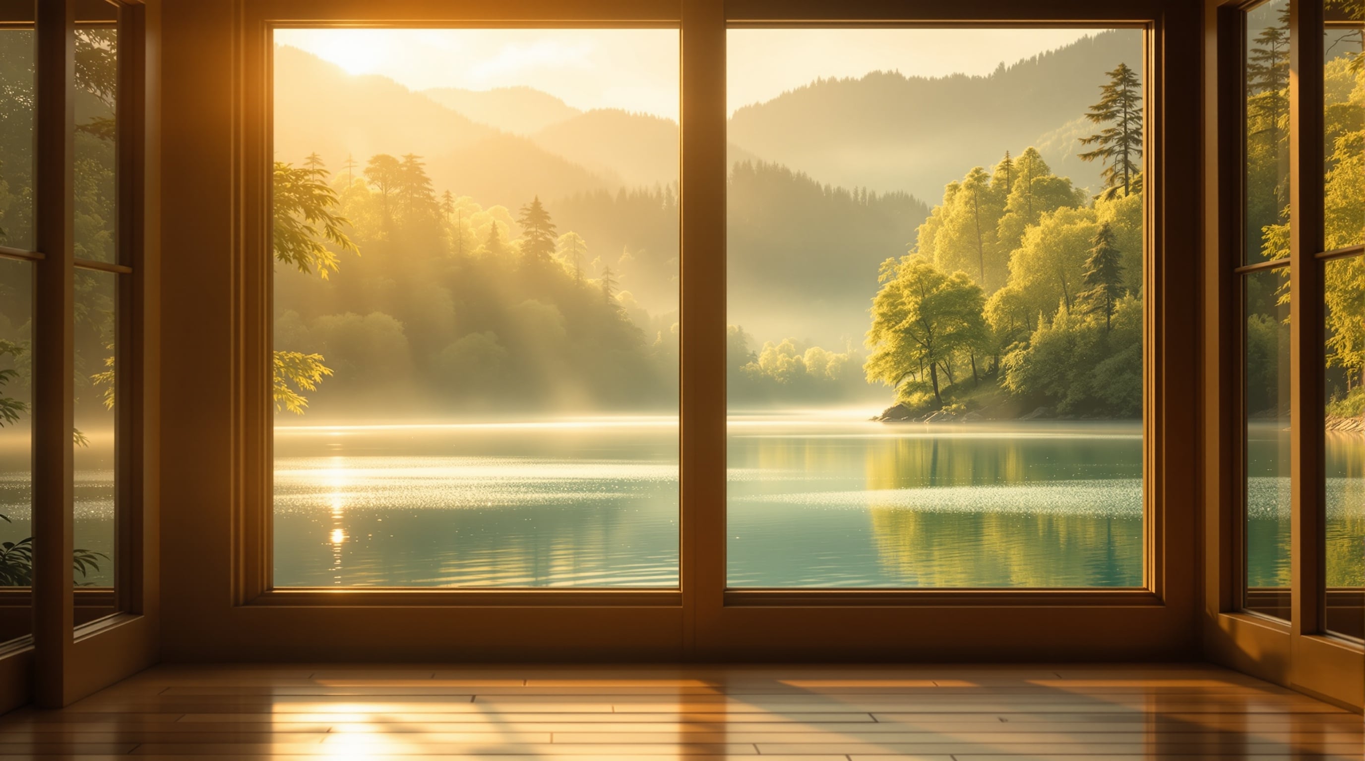 Calm lake at golden hour symbolizing peace and relief from anxiety