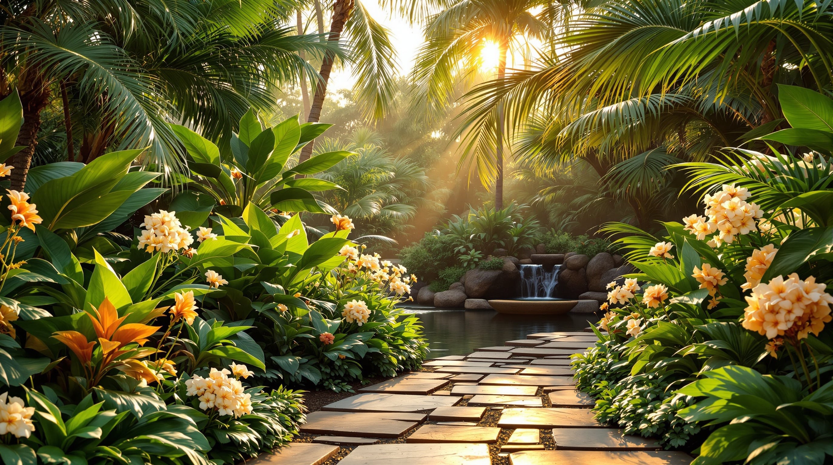 Serene garden setting representing calm and renewal